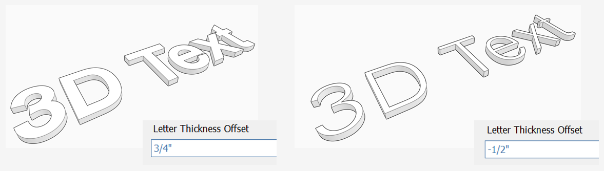 3D Text 'Letter Thickness Offset' option