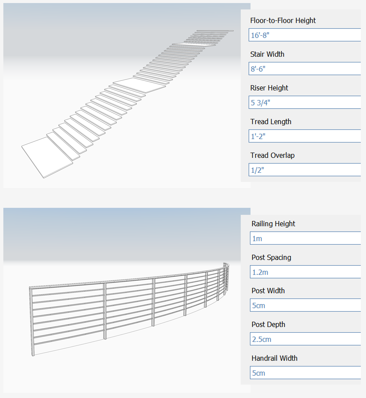 Dimension inputs for Dynamo samples in FormIt